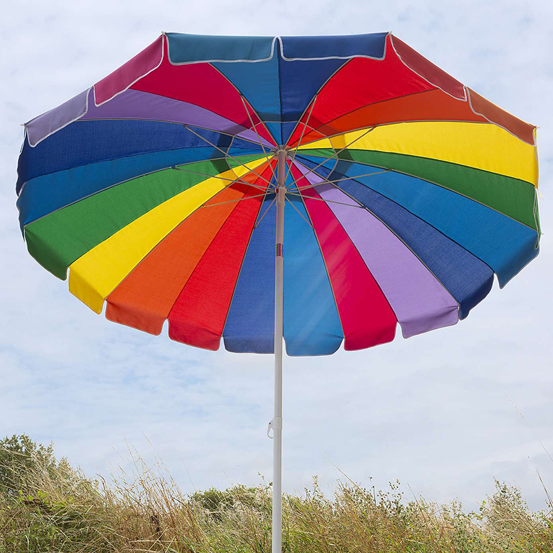 China Colorful Rainbow Beach Umbrella with Tilt BU1939 Suppliers, Factory
